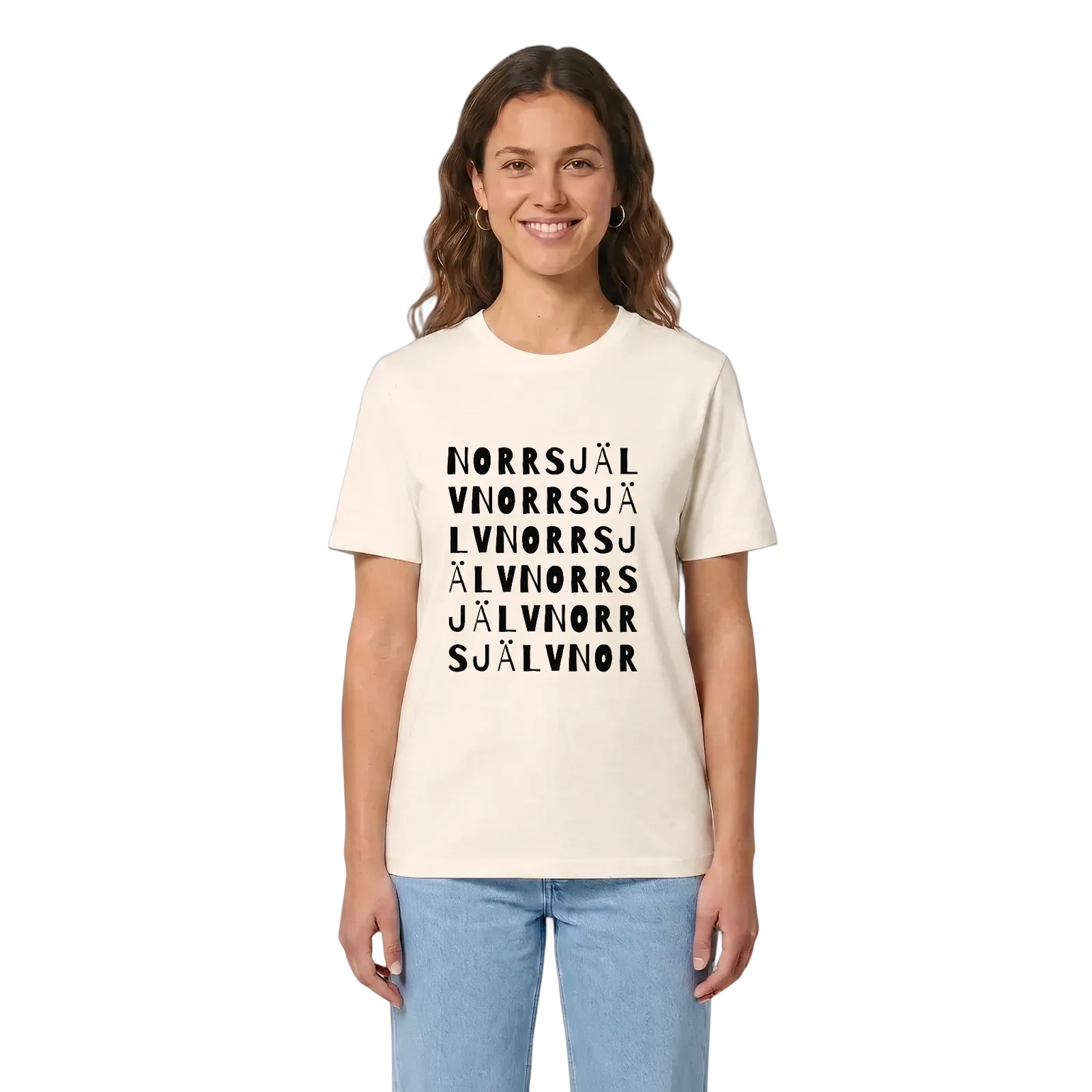 Norrsjälv ordlek t-shirt – Vintage White, i miljö