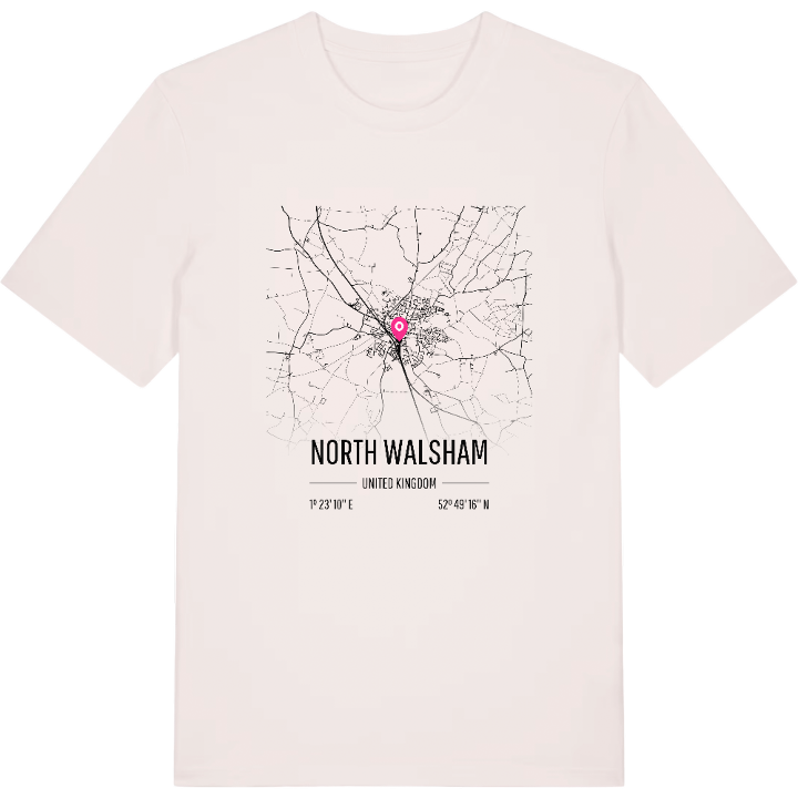 North Walsham karta t-shirt – t-shirt från PinShirt