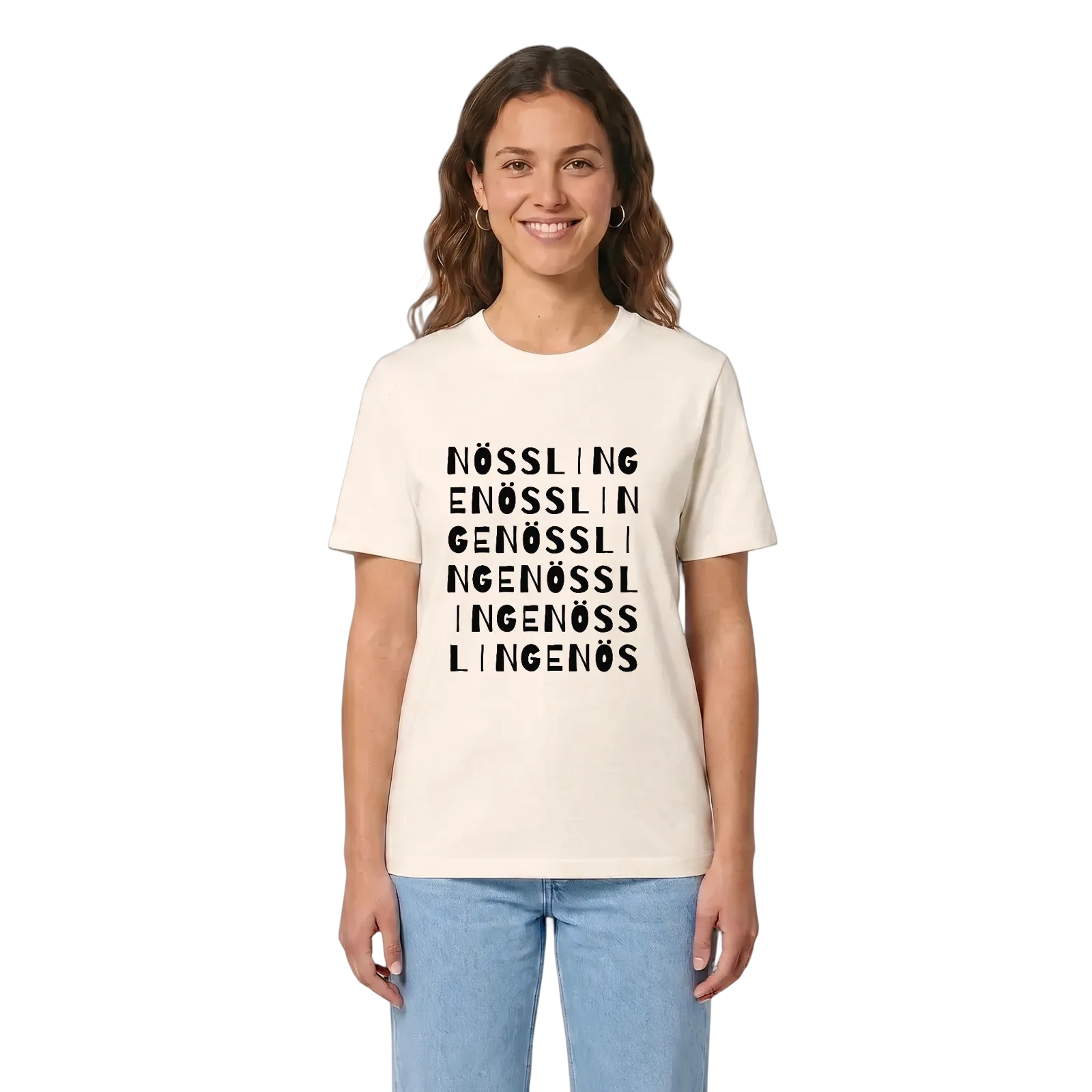 Nösslinge ordlek t-shirt – Vintage White, i miljö