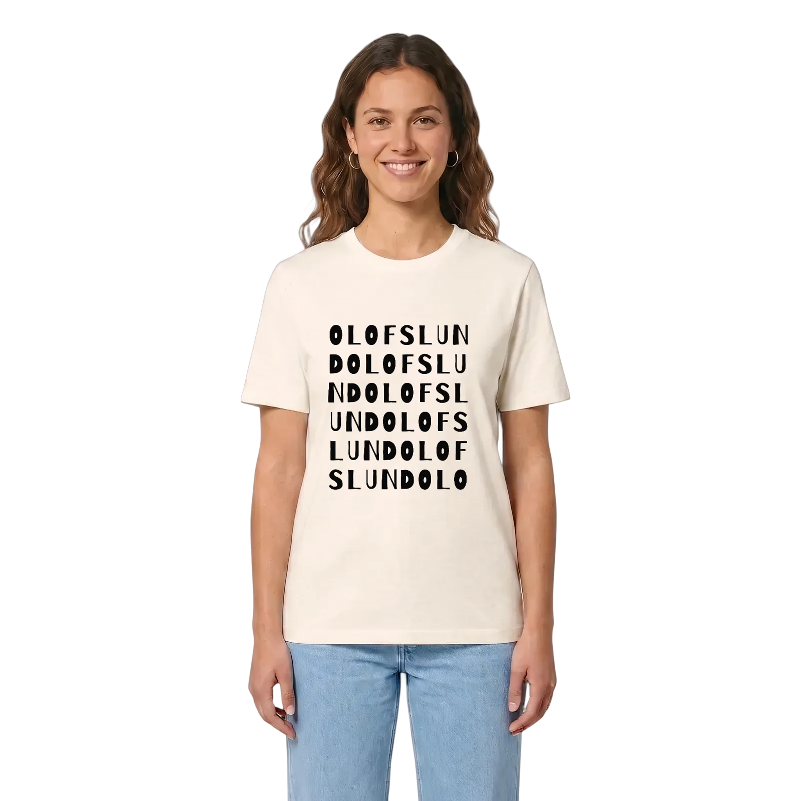 Olofslund ordlek t-shirt – Vintage White, i miljö