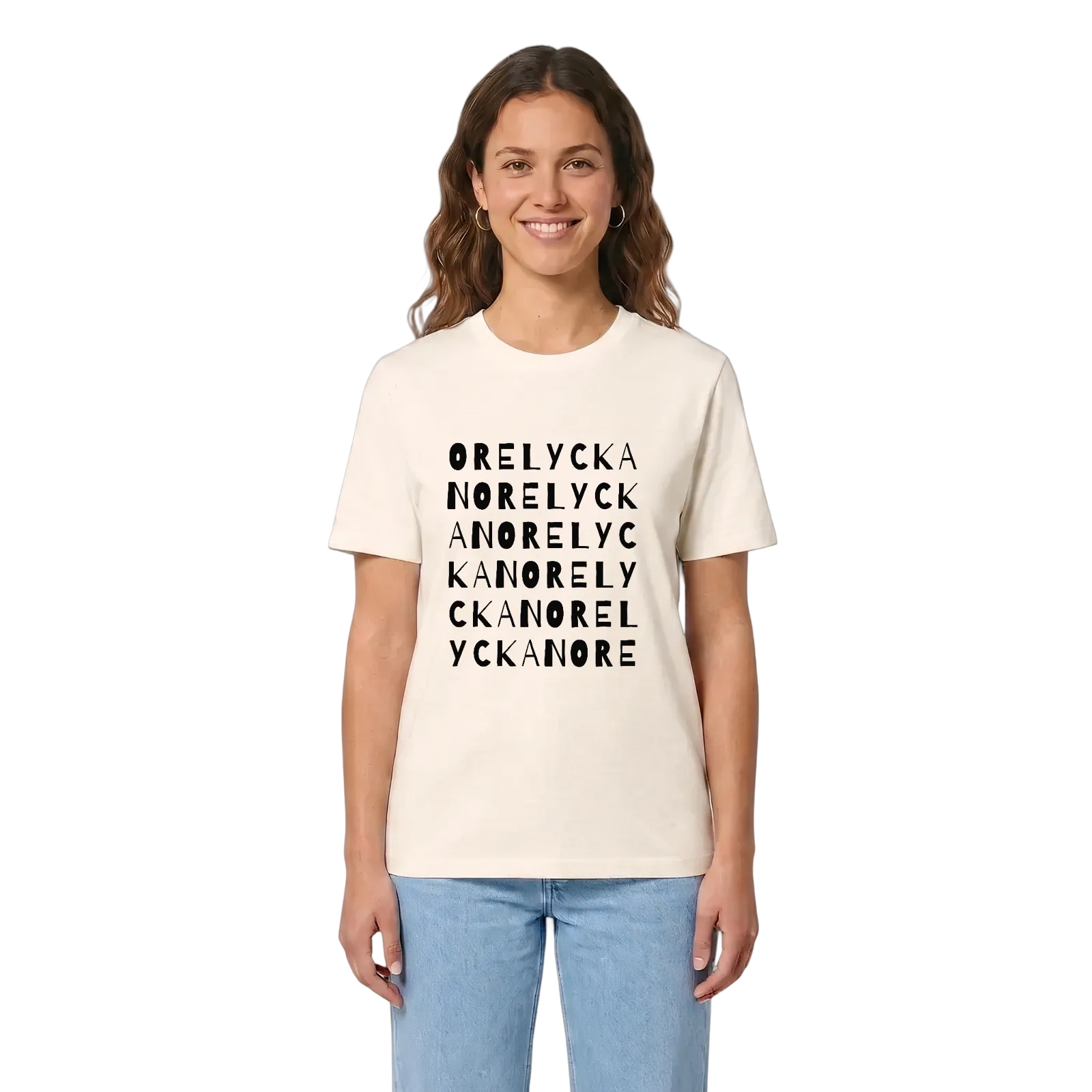 Orelyckan ordlek t-shirt – Vintage White, i miljö
