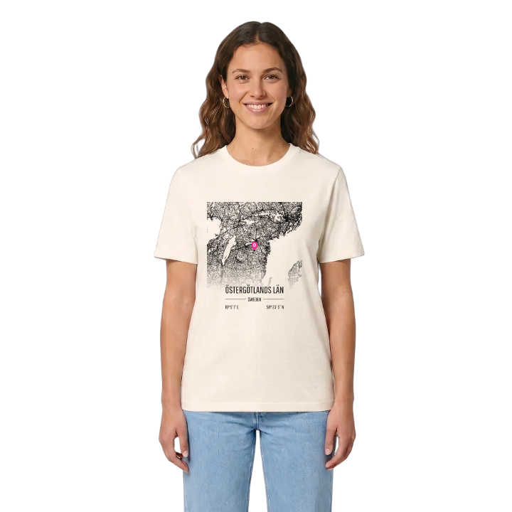 Östergötlands län karta t-shirt – t-shirt från PinShirt