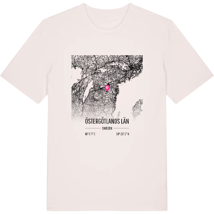 Östergötlands län karta t-shirt – t-shirt från PinShirt