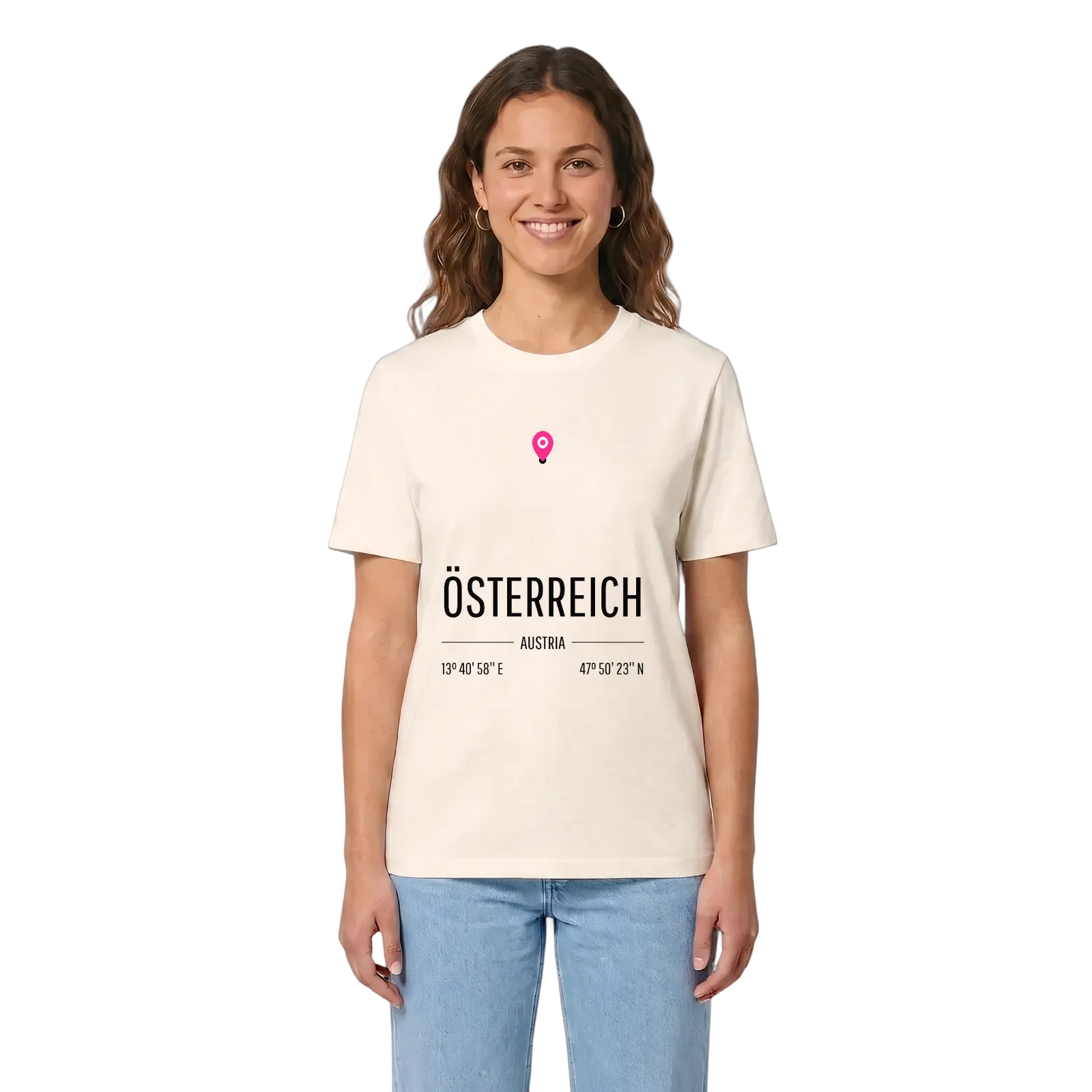 Österreich karta t-shirt – Vintage White, i miljö
