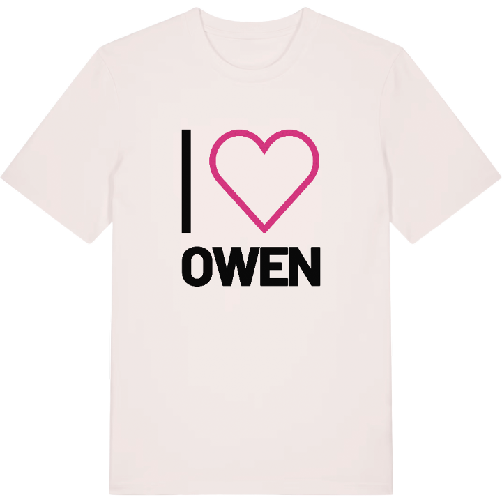 Jag älskar Owen t-shirt stort tryck – t-shirt från PinShirt