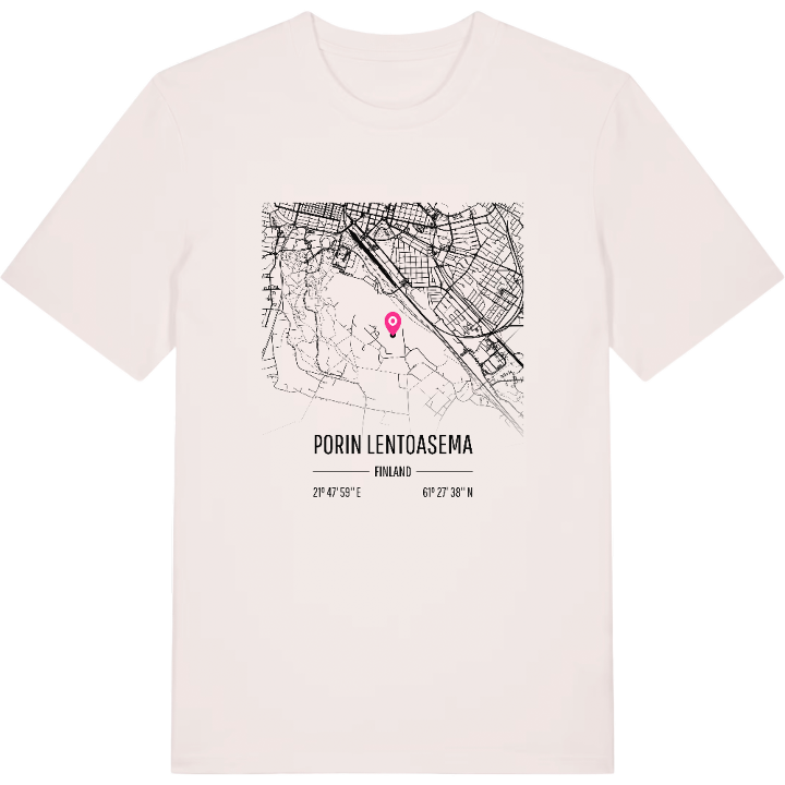 Porin lentoasema karta t-shirt – t-shirt från PinShirt