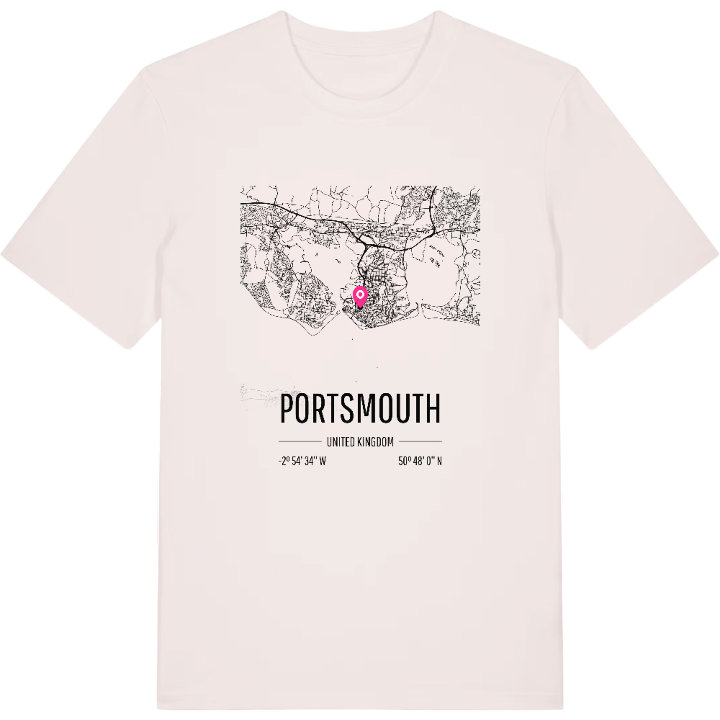 Portsmouth karta t-shirt – t-shirt från PinShirt