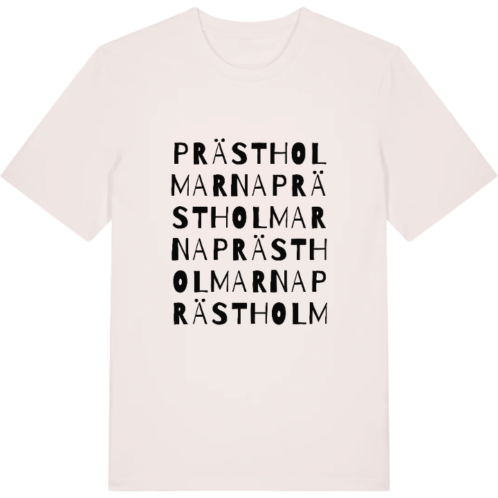 Prästholmarna ordlek t-shirt – t-shirt från PinShirt