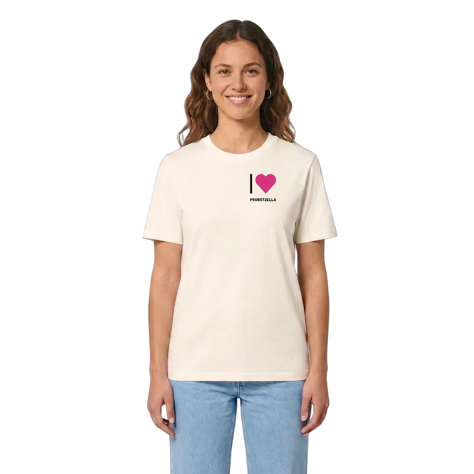 Jag älskar Probstzella t-shirt litet tryck – Vintage White, i miljö