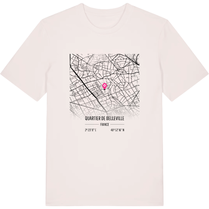 Quartier de Belleville karta t-shirt – t-shirt från PinShirt
