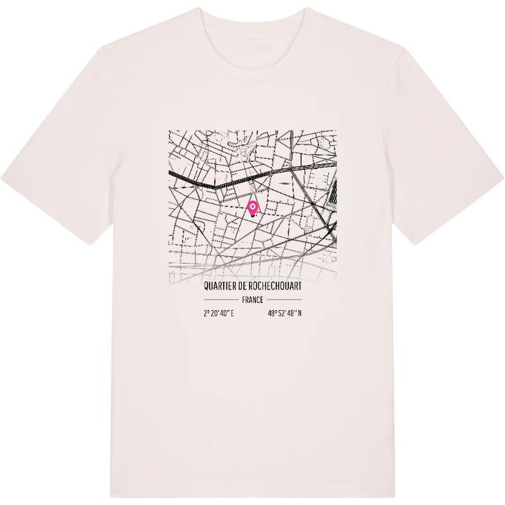 Quartier de Rochechouart karta t-shirt – t-shirt från PinShirt