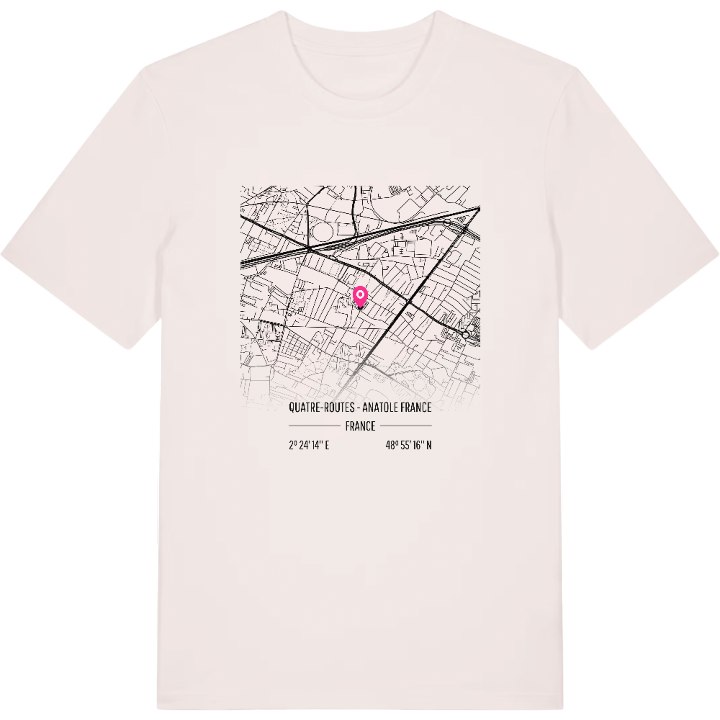 Quatre-Routes - Anatole France karta t-shirt – t-shirt från PinShirt