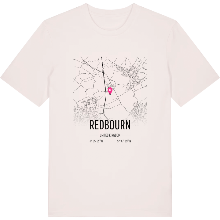Redbourn karta t-shirt – t-shirt från PinShirt