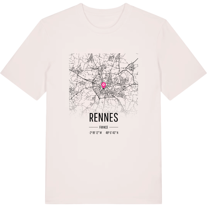 Rennes karta t-shirt – t-shirt från PinShirt