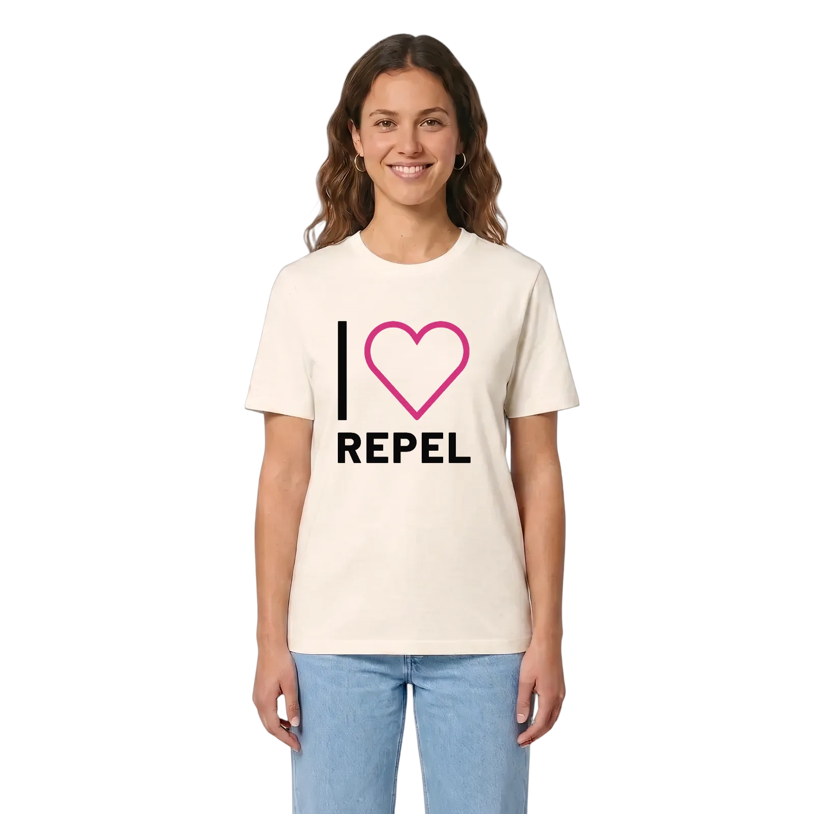 Jag älskar Repel t-shirt stort tryck – Vintage White, i miljö