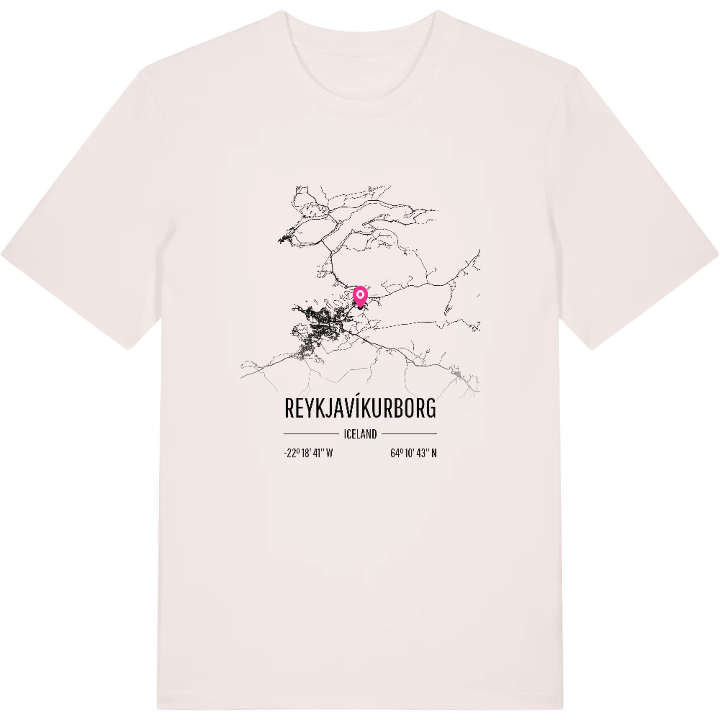 Reykjavíkurborg karta t-shirt – t-shirt från PinShirt