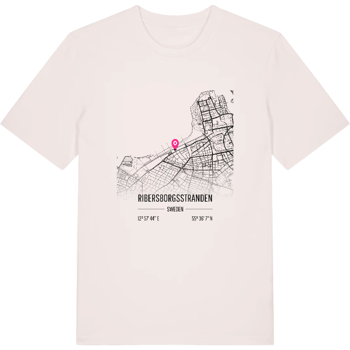 Ribersborgsstranden karta t-shirt – t-shirt från PinShirt