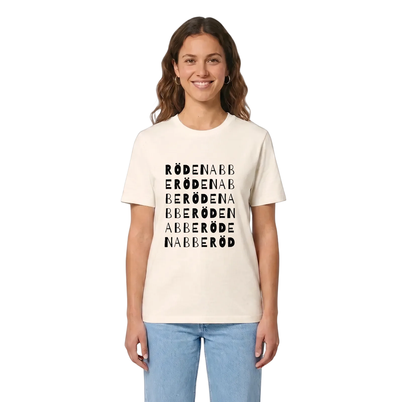 Rödenabbe ordlek t-shirt – Vintage White, i miljö