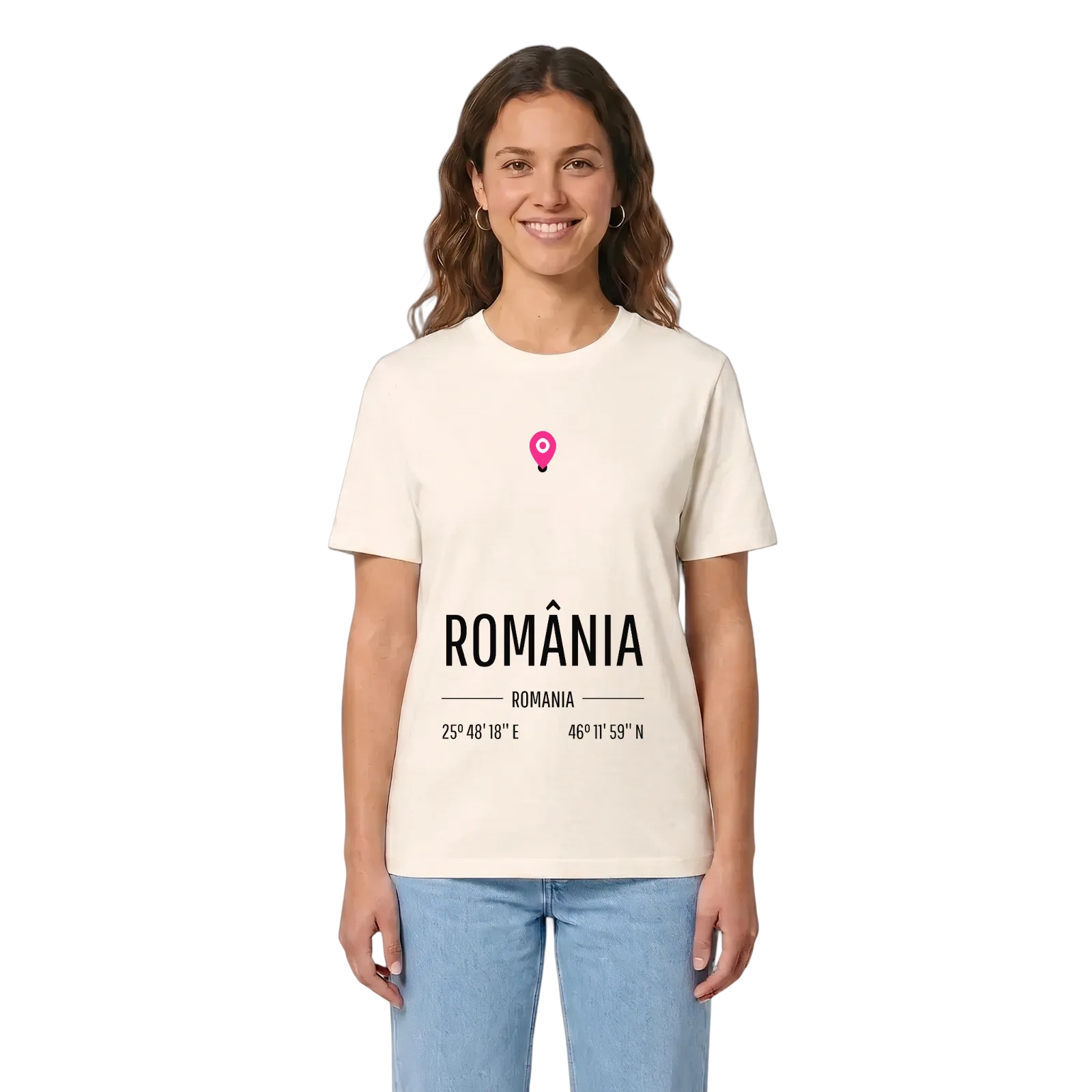 România karta t-shirt – Vintage White, i miljö