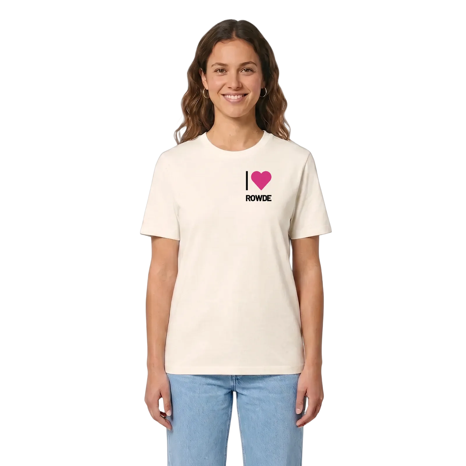 Jag älskar Rowde t-shirt litet tryck – Vintage White, i miljö