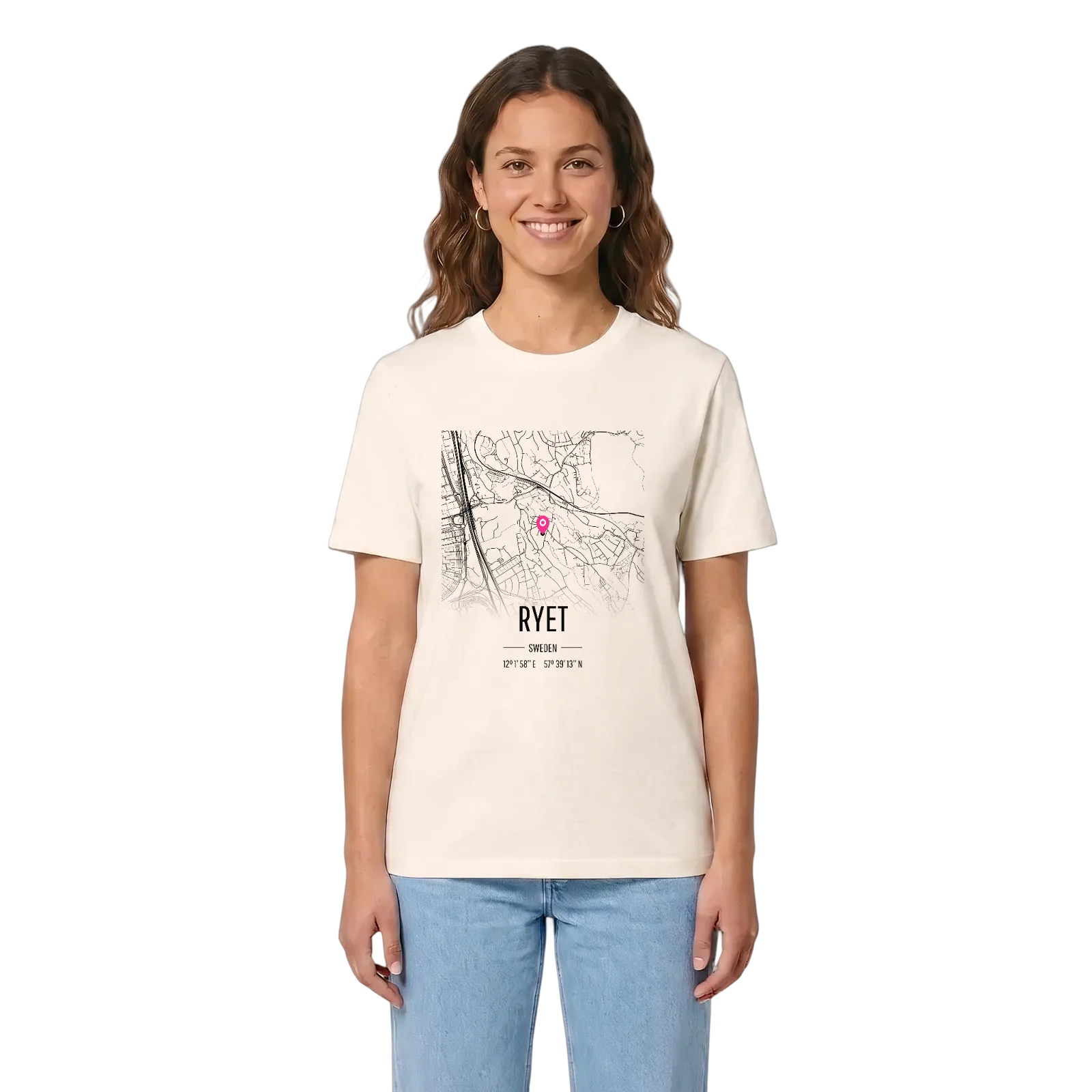 Ryet karta t-shirt – Vintage White, i miljö