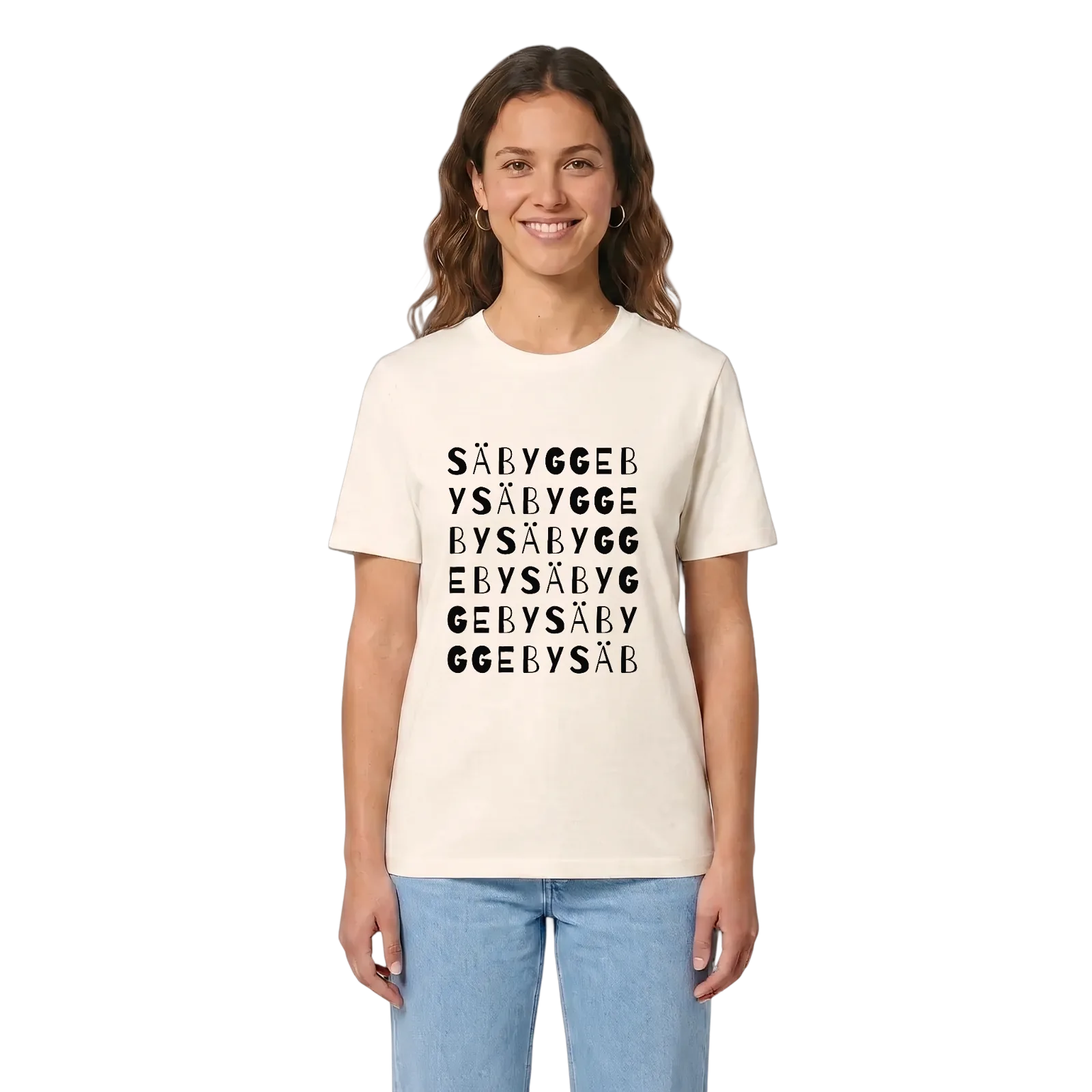 Säbyggeby ordlek t-shirt – Vintage White, i miljö