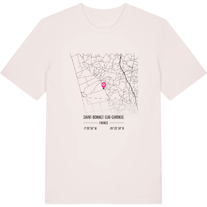 Saint-Bonnet-sur-Gironde karta t-shirt – t-shirt från PinShirt