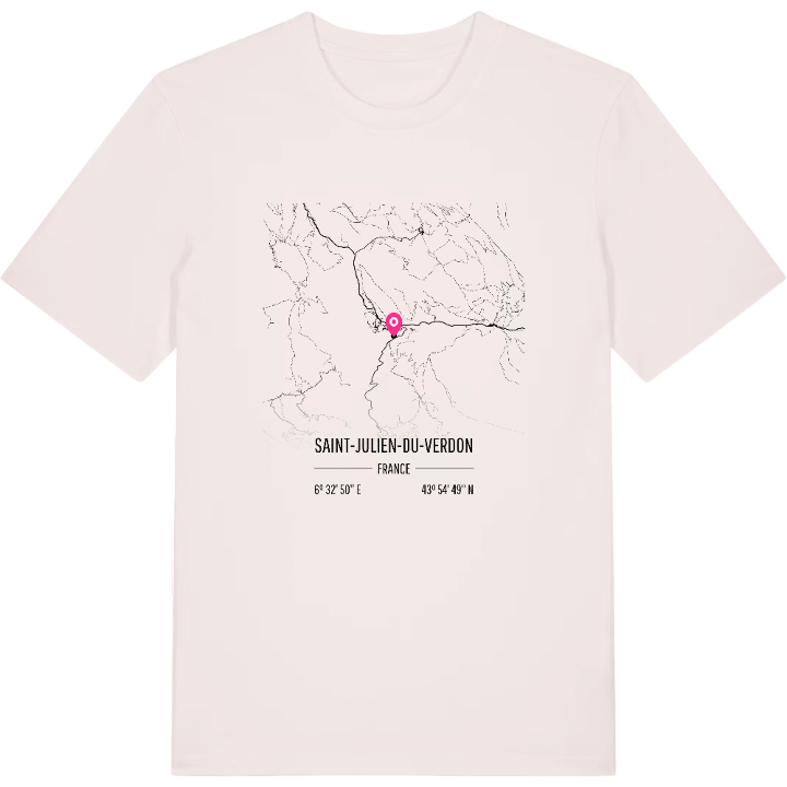 Saint-Julien-du-Verdon karta t-shirt – t-shirt från PinShirt