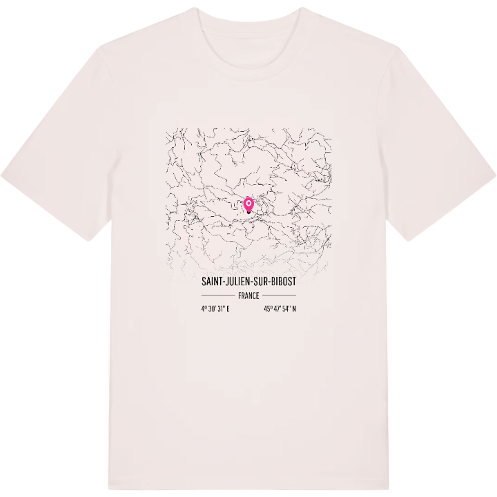 Saint-Julien-sur-Bibost karta t-shirt – t-shirt från PinShirt