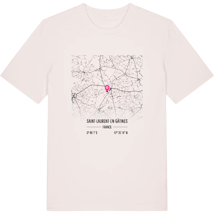 Saint-Laurent-en-Gâtines karta t-shirt – t-shirt från PinShirt