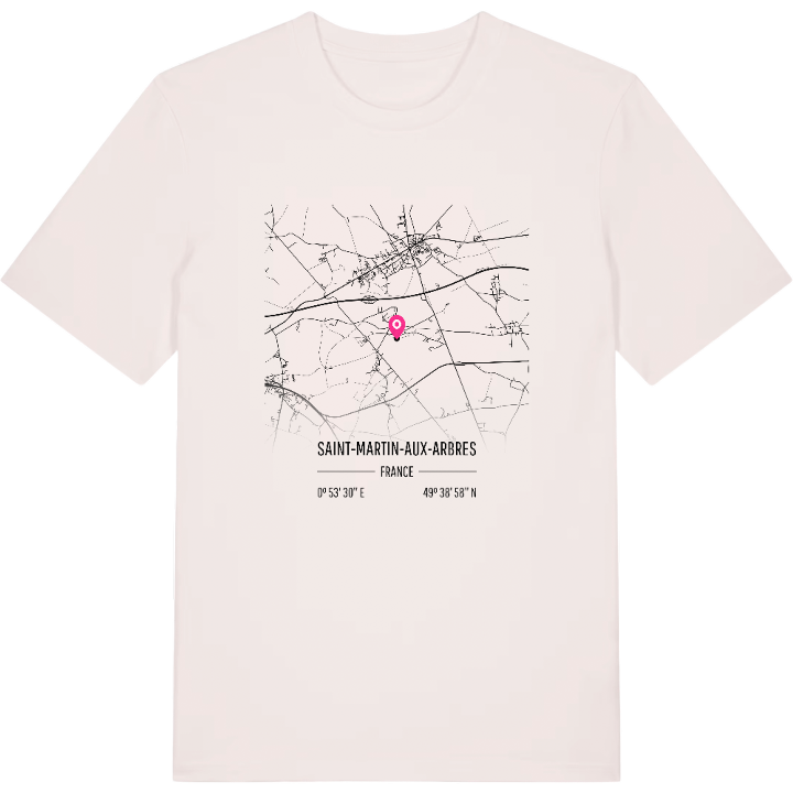 Saint-Martin-aux-Arbres karta t-shirt – t-shirt från PinShirt
