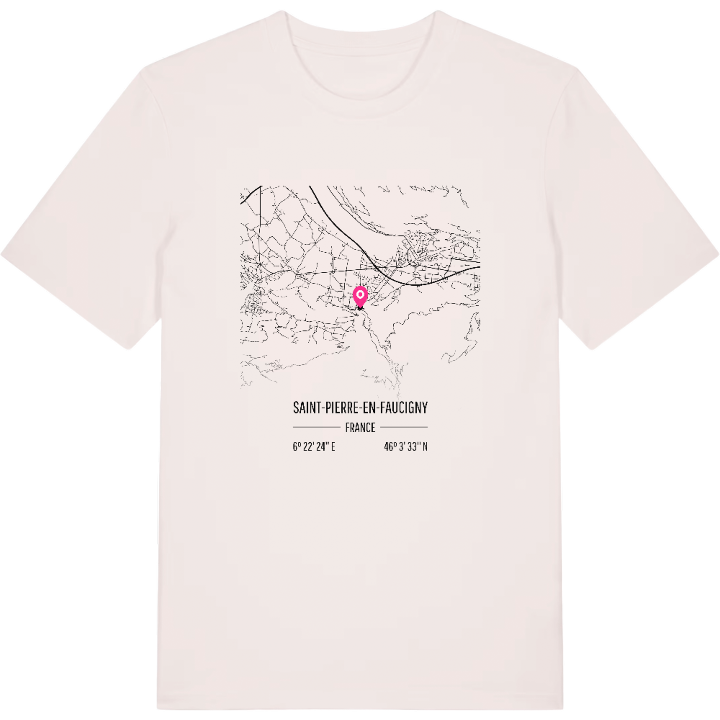 Saint-Pierre-en-Faucigny karta t-shirt – t-shirt från PinShirt