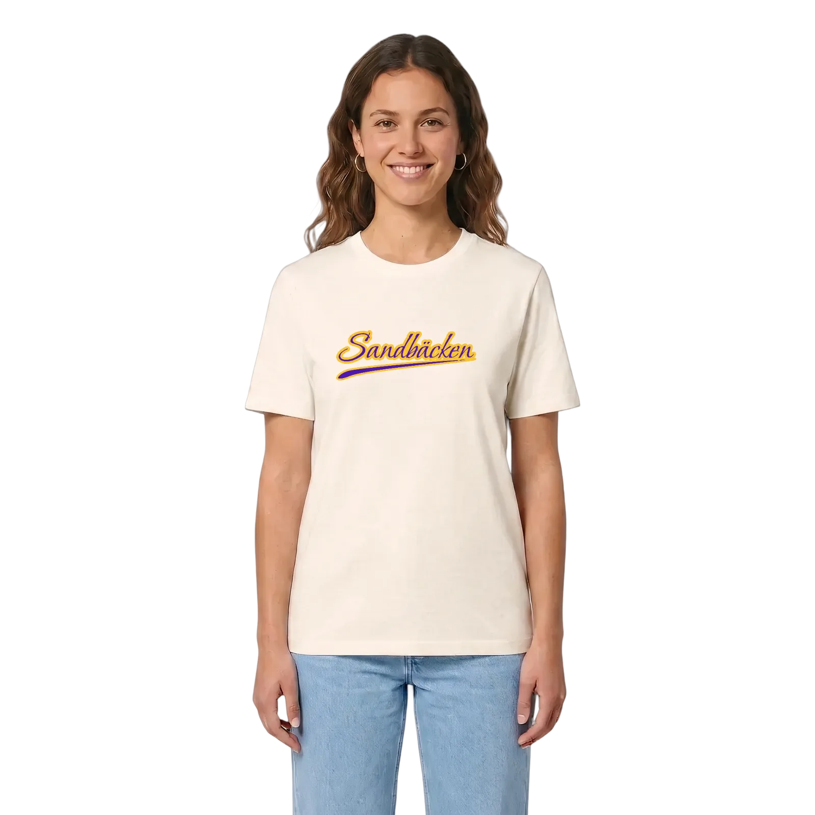 Sandbäcken baseball t-shirt – Vintage White, i miljö