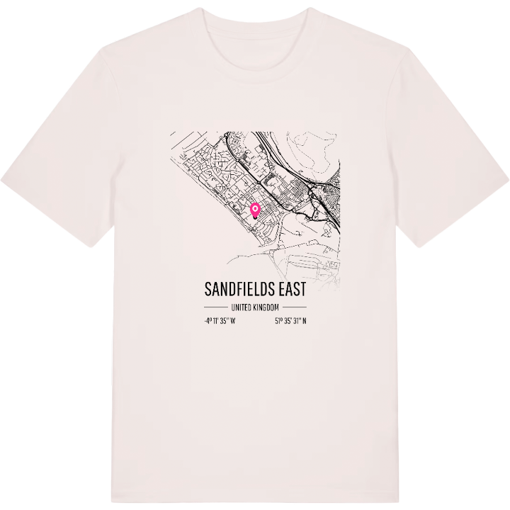Sandfields East karta t-shirt – t-shirt från PinShirt