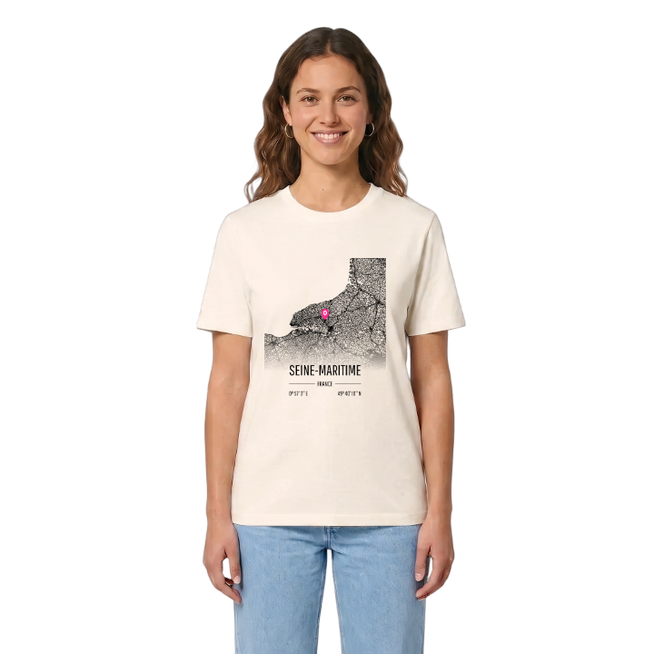 Seine-Maritime karta t-shirt – t-shirt från PinShirt
