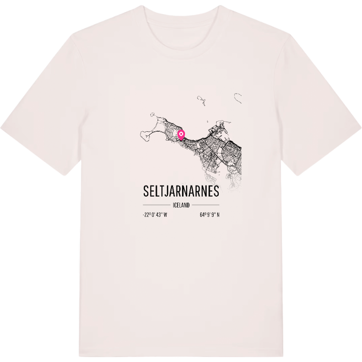 Seltjarnarnes karta t-shirt – t-shirt från PinShirt