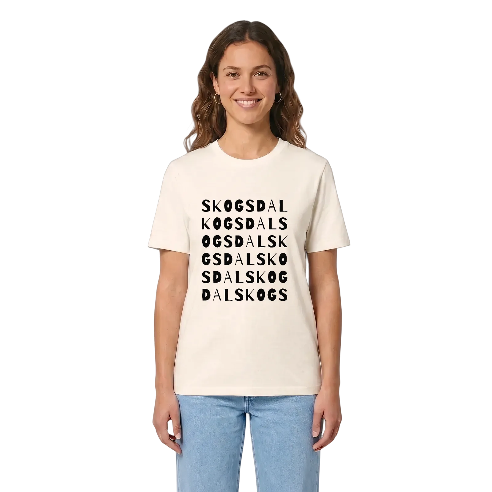 Skogsdal ordlek t-shirt – Vintage White, i miljö