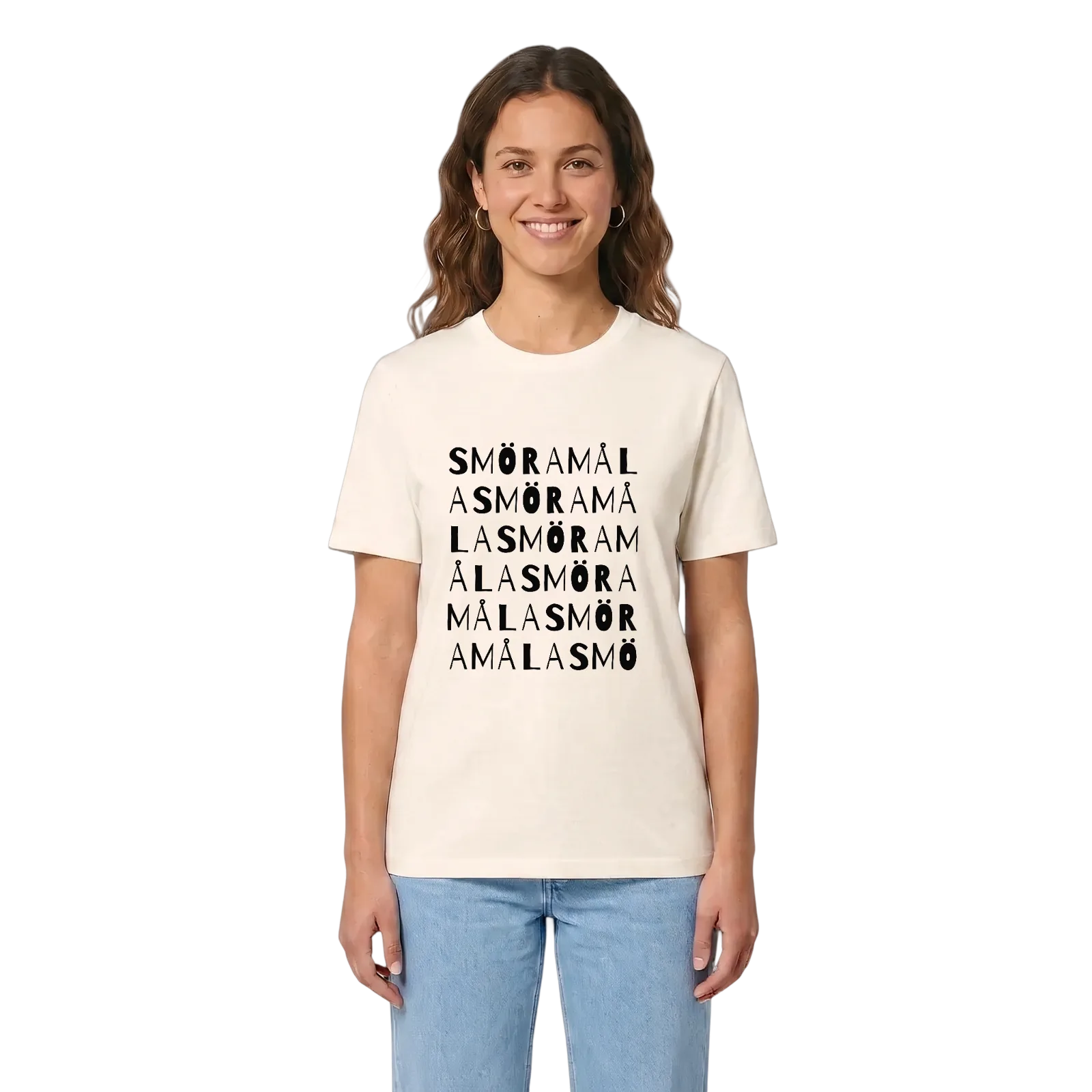 Smöramåla ordlek t-shirt – Vintage White, i miljö