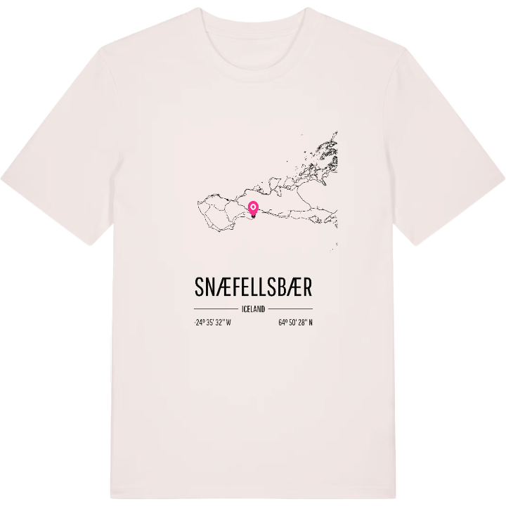 Snæfellsbær karta t-shirt – t-shirt från PinShirt