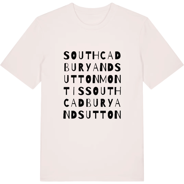 South Cadbury and Sutton Montis ordlek t-shirt – t-shirt från PinShirt