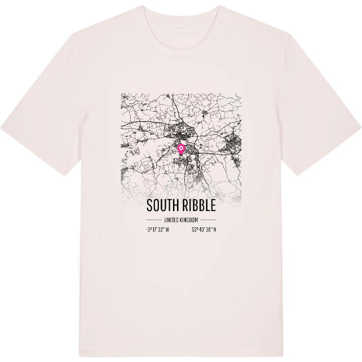 South Ribble karta t-shirt – t-shirt från PinShirt