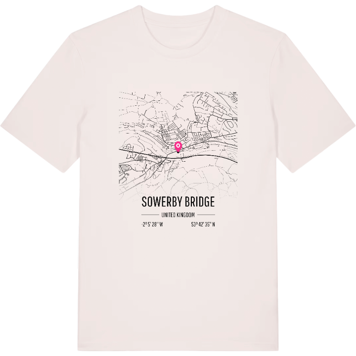 Sowerby Bridge karta t-shirt – t-shirt från PinShirt