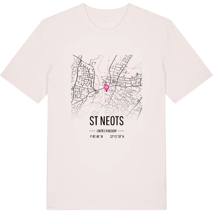 St Neots karta t-shirt – t-shirt från PinShirt