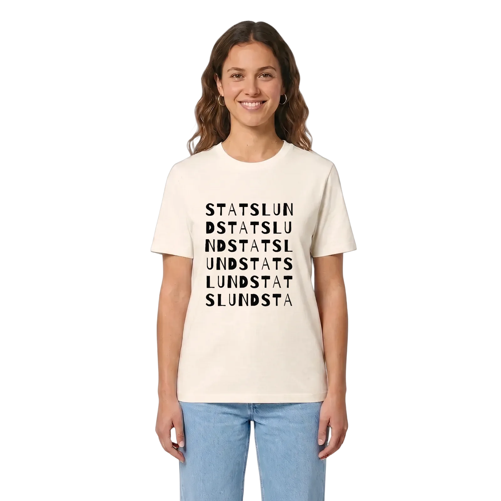 Statslund ordlek t-shirt – Vintage White, i miljö