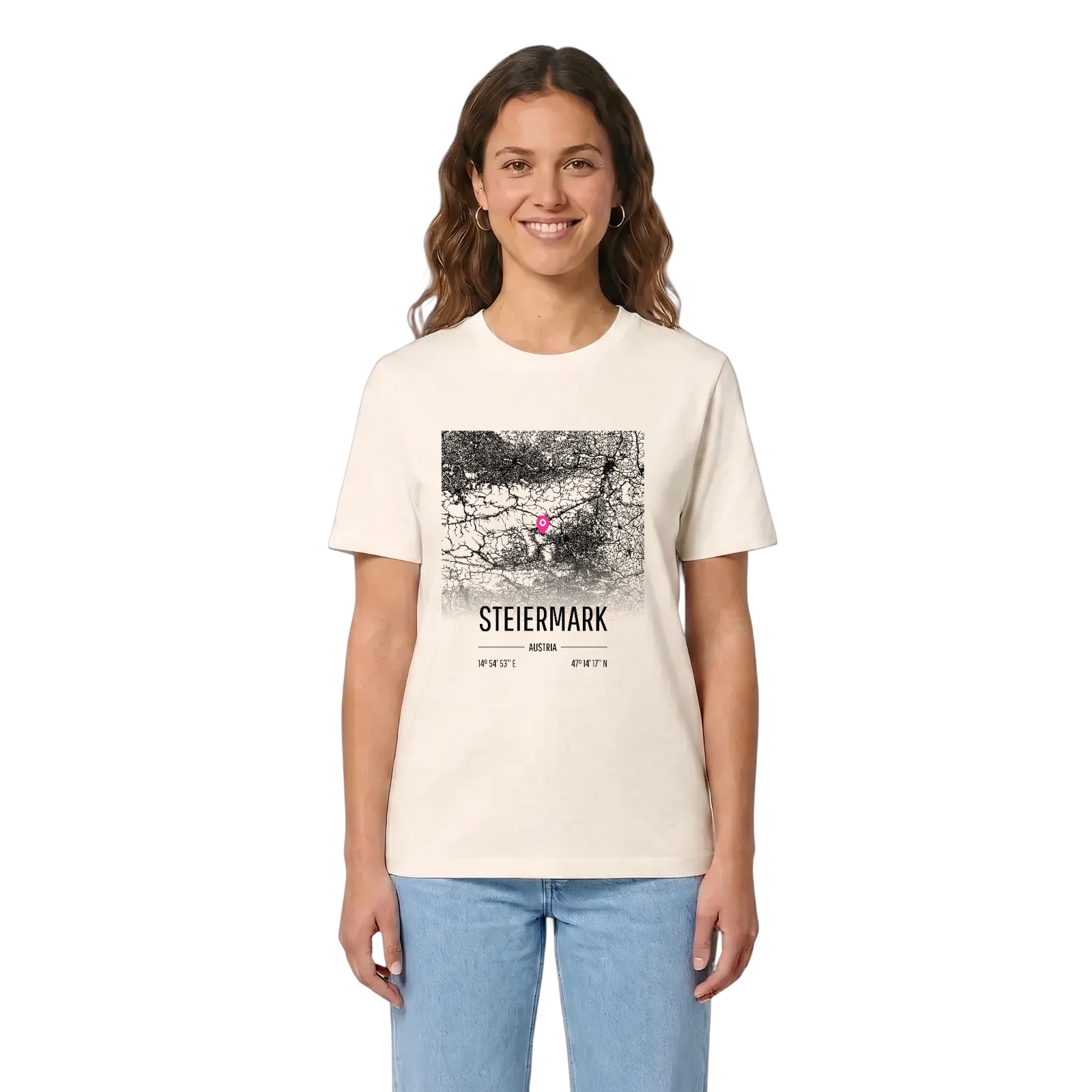 Steiermark karta t-shirt – Vintage White, i miljö