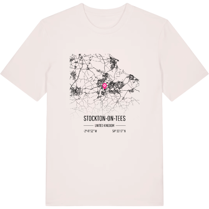 Stockton-on-Tees karta t-shirt – t-shirt från PinShirt