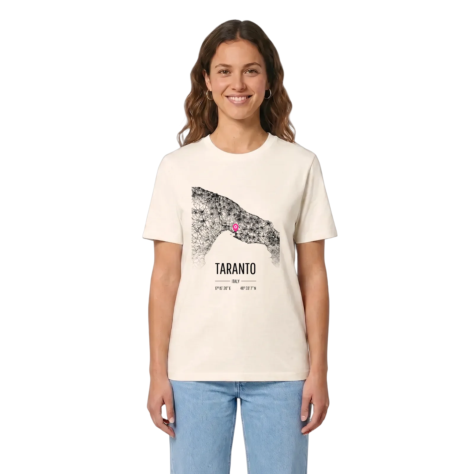 Taranto karta t-shirt – Vintage White, i miljö