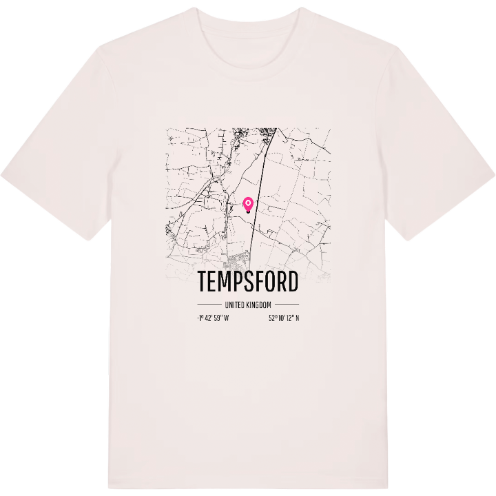 Tempsford karta t-shirt – t-shirt från PinShirt