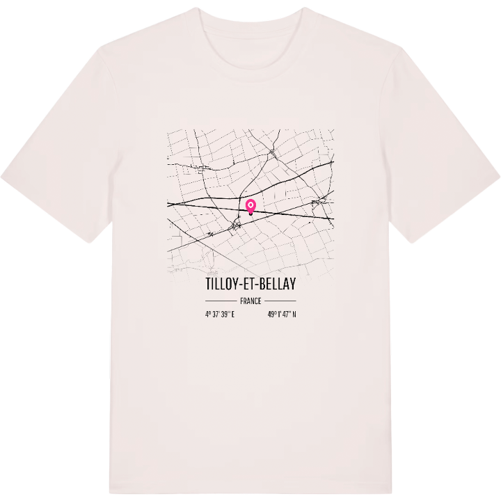 Tilloy-et-Bellay karta t-shirt – t-shirt från PinShirt