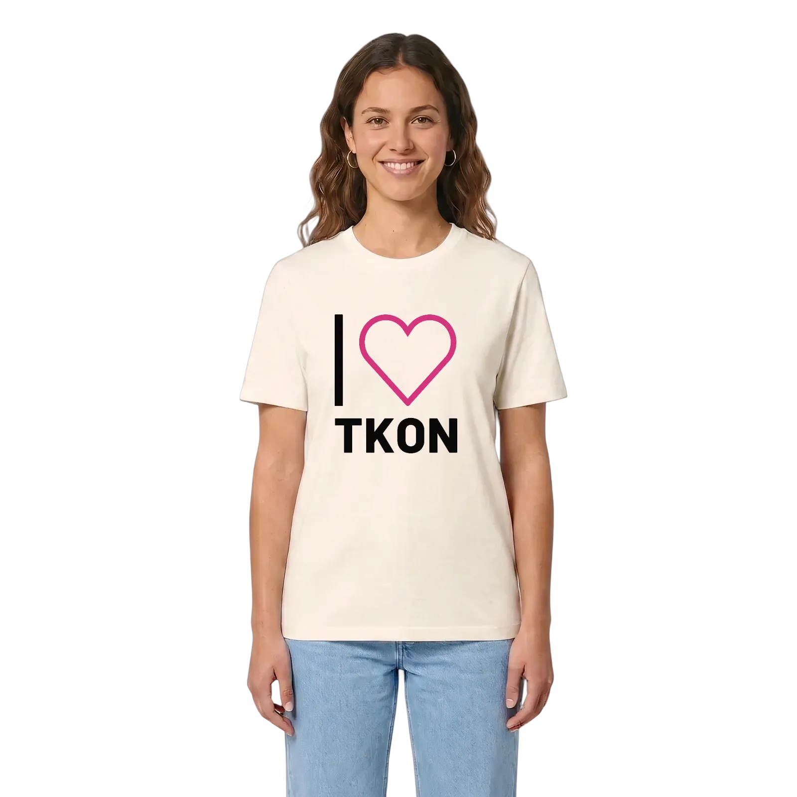 Jag älskar Tkon t-shirt stort tryck – Vintage White, i miljö